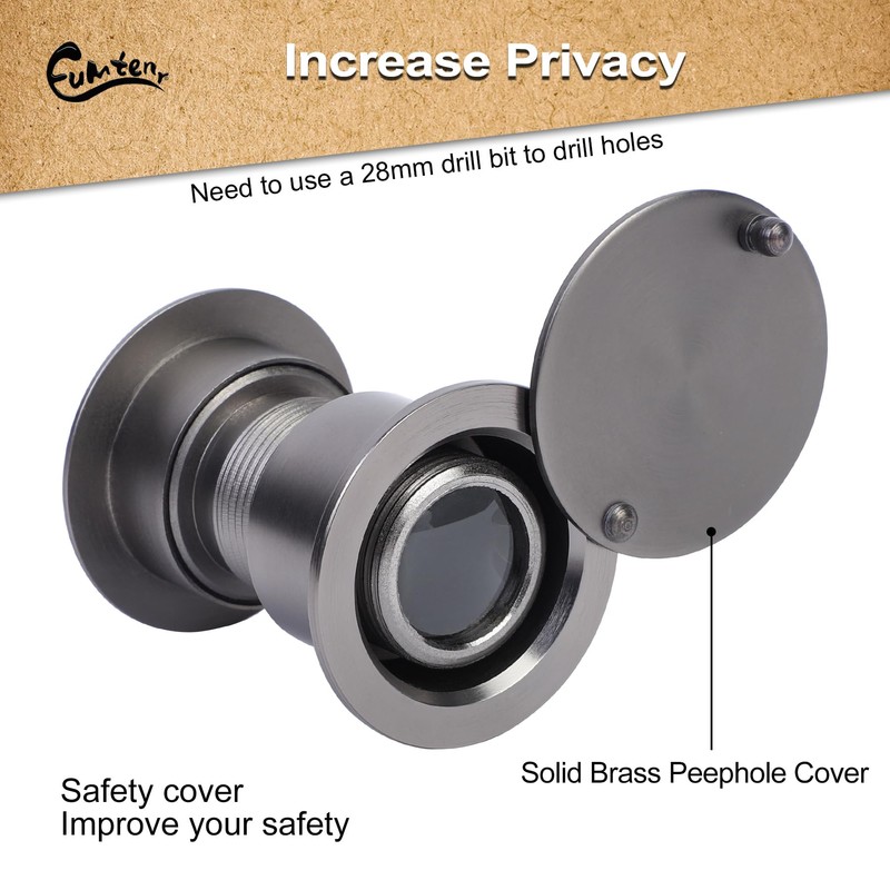 Eumtenr Door Viewer Peephole, Solid Brass 220 Degree HD Door