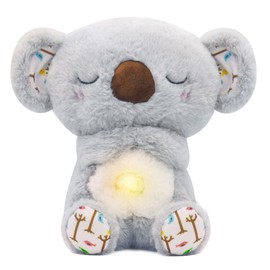 Breathing Stuffed Animal, Anxiety Relief Koala, Mush Plushies for Anxiety and Sleep, Four Gear Adjustment, Volume Control, Rhythmic Breathing Motion with Music Lights, for Newborns 0+ Months