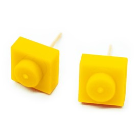 Square Brick Stud Earrings with Gold-platted Body. Lightweight, Hypoallergenic, Great for daily outfits, Original design by Re-Do Bricks. Aesthetic. Unique. Trendy. (Yellow)