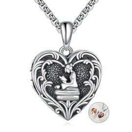 HKPATOP Heart Locket Necklace That Holds Pictures 925 Sterling Silver Locket Pendant Jewelry Gifts for Women, 0, Sterling Silver, No Gemstone