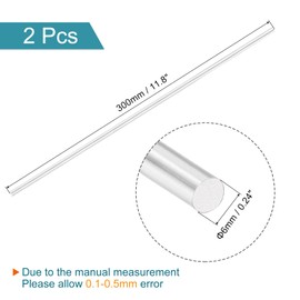 QUARKZMAN Barra Tonda in Alluminio Solido Diametro 6mm Lunghezza 300mm Barra per Tornio per DIY Artigianato Confezione da 2