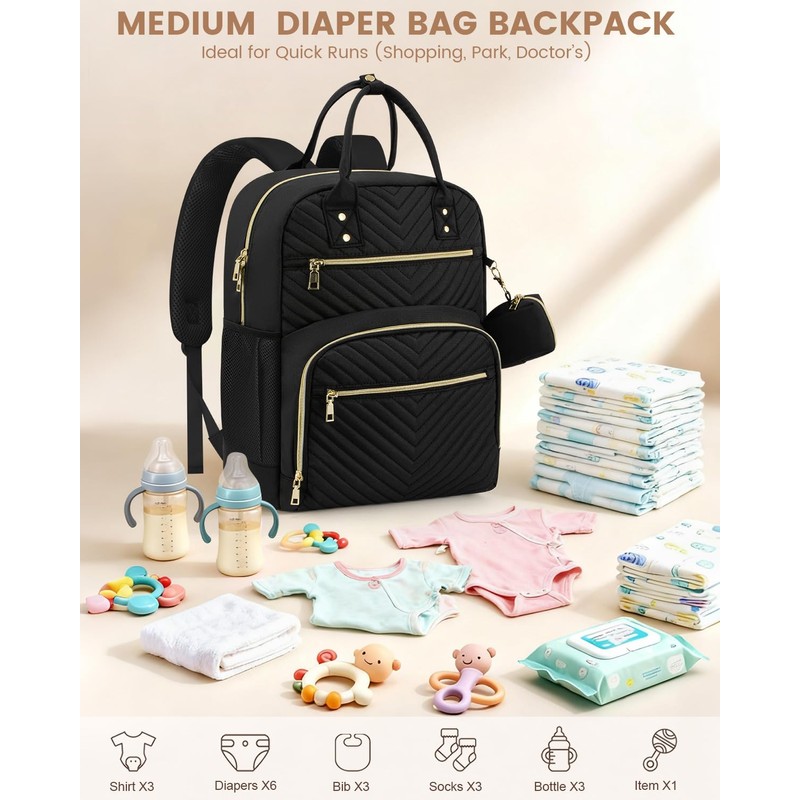Pritent Diaper Bag Backpack,Baby Essentials Diapers Bag with Pacifier Case,Multipurpose