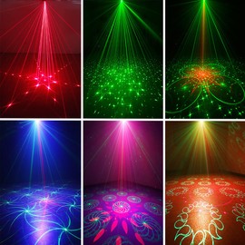 SPOOBOOLA Party Lights Dj Disco Lights, Strobe Stage Light Sound Activated Laser Llights Projector with Remote Control for Parties Bar Birthday Wedding Holiday Event Live Show Xmas Decorations Lights