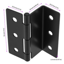 JEUIHAU 10 PCS 3 Inch Three Fold Box Hinge, Heavy Duty Three Fold Retro Hinge Hardware, Black Half Surface Chest Hinge, Semi-Concealed Half Surface Offset Hinge for Cabinet, Door, Furniture