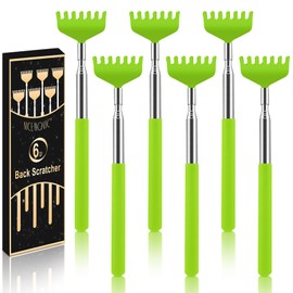 NICEMOVIC 6 Pack Back Scratcher for Women Men, Christmas Stocking Stuffers, Prizes for Adults, White Elephant Gifts for Adults, Extendable Bulk Back Massager Tool for Thanksgiving Birthday (Green)
