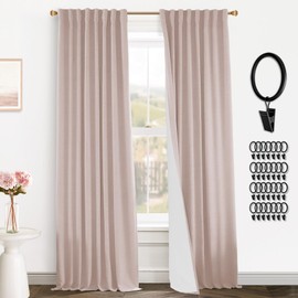 PANELSBURG Dusty Pink Back Tab/Rod Pocket Thermal Insulated Linen Blackout Curtains 90 Inch Length