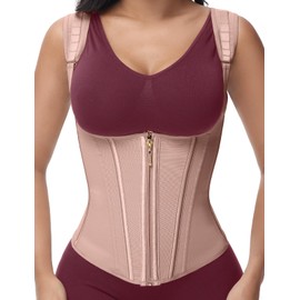 SHAPSHE waist trainer for women working out waist cincher vest for tummy control wrap waist shapewear body shaper with straps Brown