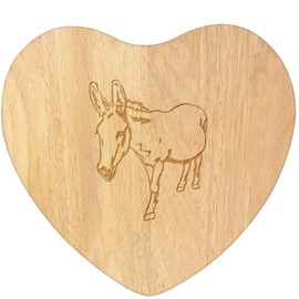 'Friendly Donkey' Wooden Heart Shaped Chopping/Cutting Board (WB00042147)