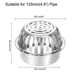 uxcell Roof Floor Drain 304 Stainless Steel Dome Floor Drain Cover Anti-Blocking Round Shaped Roof Floor Drain Outdoor for Home Yard Balcony (152mm/ 6")