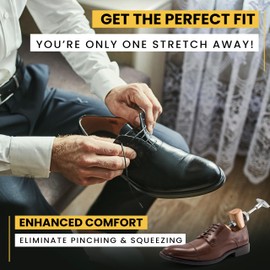 HOUNDSBAY Shoe Stretcher, Bulldog Premium Professional 2-way Wooden Shoe Stretcher for Men, Shoe Widener & Stretcher for Men with Wide Feet