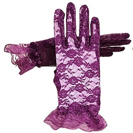 AISIBO Purple Lace Gloves Women Ladies Elegant Short Sun Protection Lace Gloves, Princess Dress Gloves for Wedding Dinner Party