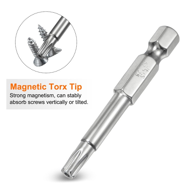 sourcing map 2pcs T25 Security Torx Bit 1/4" Hex Shank