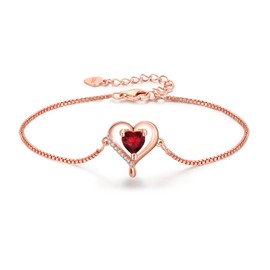 LAVUMO Bracelets for Womens Sterling Silver Bracelet Rose Gold Womens Jewellery Love Heart Gifts for Her Mum Girlfriend Wife Christmas Valentines Birthday Mothers Day Gift