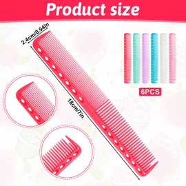 6 Pcs Cutting Combs 7" Carbon Hair Barber Comb Styling Anti Static and Heat Resistant Fine Tooth Comb All Purpose Professional Clipper Combs for Man and Woman Hairdressing Comb Pack for Salon and Home