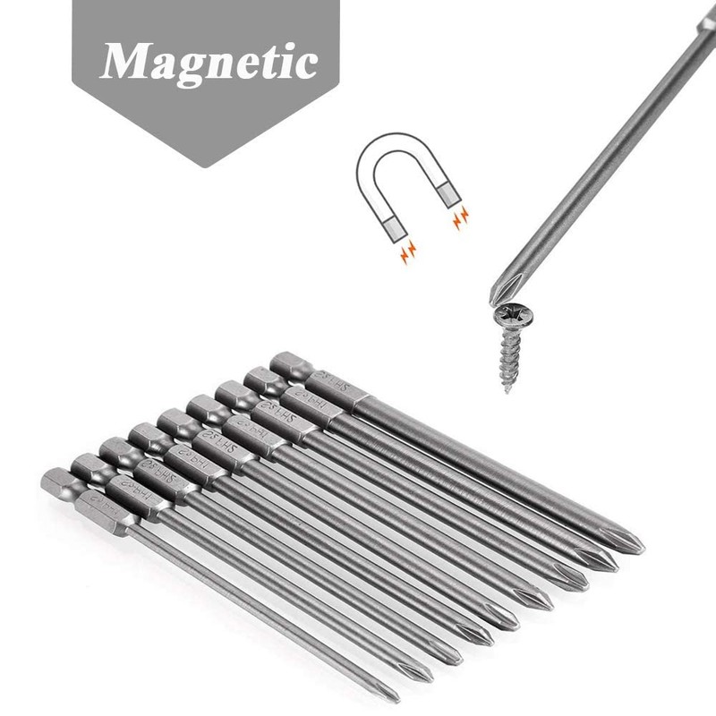 Mesee 9 Pieces Phillips Screwdriver Bits Set, 1/4 Inch S2