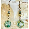 Bronze and Turquoise Czech Dangle Earrings. Jewelry Earrings for Women