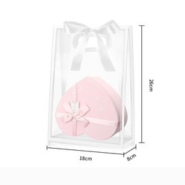 Bolsa de regalo transparente de 20 piezas con manija, bolsas transparentes para regalos con manijas y bolsa de regalo transparente con manijas, bolsas de favor de partido de plástico PP reutilizables con cinta 18x8x26cm