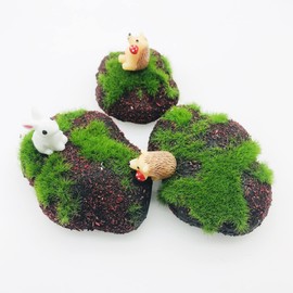 Woohome 38 PCS Artificial Moss Rocks Decorative Faux Green Moss Covered Stones, 30 PCS Green Moss Balls and 8 PCS Fake Red Brick Moss Decor for Floral Arrangements, Fairy Gardens and Crafting
