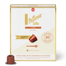 Vittoria Latte 100% Arabica Nespresso Compatible Aluminium Coffee Capsules. Best Served with Milk - 20 Pack Pods