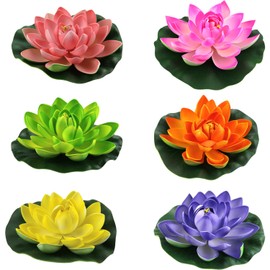 Lightingsky Artificial Floating Foam Lotus Flower Pond Decor Water Lily (6 Colours-2, Medium-18cm)