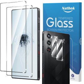 Natbok 2+2 Pack for Red Magic 10 Pro/Pro+ Screen Protector with Camera Lens Protector,9H Tempered Glass Film,HD Clear Scratch Resistant,Bubble-Free for Nubia RedMagic 10 Pro/Pro+ Screen Protector