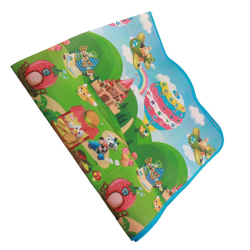 Reversible Baby Crawling Mat Foldable Washable Farm Pattern Waterproof Large