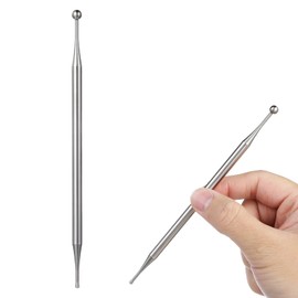 Acupuncture Pen Dual Head Facial Reflexology Massage Tool 15cm/5.91in Stainless Steel Ear Body Point Probe Tip Acupressure Ear and Body Point Probe Pen for Deep Tissue