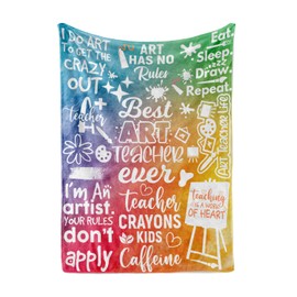 Huglanket Art Teacher Appreciation Gifts, Flannel Blanket Throws (50"x 65") for Fine Visual Arts Teachers, Drawing Painting Instructors for Christmas, Appreciation Day - Rainbow
