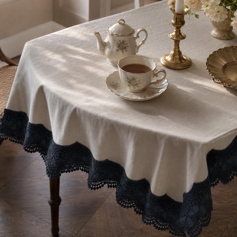 Black Embroidered Lace Trim, 14cm Width 2 Yards Soft Cotton