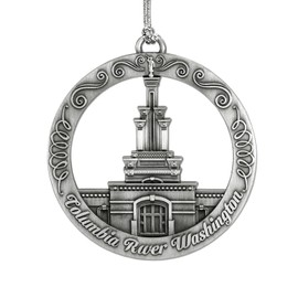 LDS Temple Ornament by Ringmasters | Antique Silver-Finish Hanging Ornament | LDS Missionary Ornament Exchange Ideas, (Columbia River Washington)