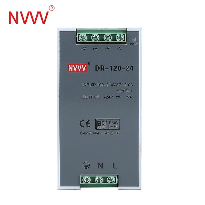 Nvvv Dr-120-24 Ac to Dc Din-Rail Power Supply, 24v, 5