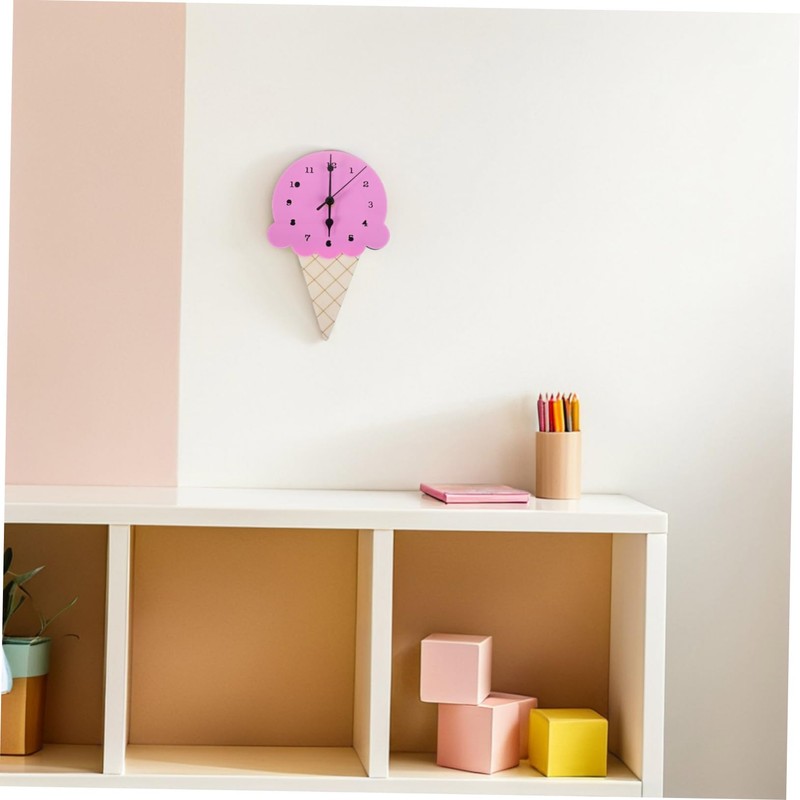 Sosoport Ice Cream Shaped Wall Clock for Kids Decorative Wall