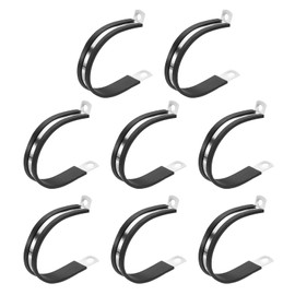 PATIKIL 2-1/4 Inch Cable Clamp, 8 Pack 304 Stainless Steel Rubber Cushioned Insulated Pipe Metal Clamp for Tube Pipe Hose Cable Wire Cord Installation