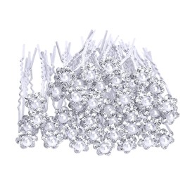 iShine 20 pcs Wedding Flower Crystal Rhinestone Pearl Hair Clip Pins Bridal Bridesmaid Lovely Hair U-clip Chic Hair Accessory