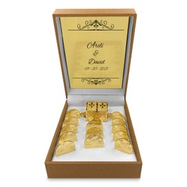 Genérico Arras de Boda - Arras Matrimoniales Con Baño de Oro de 24k con Cofre y Estuche, Wedding Unity Coins (Virgen Completa)