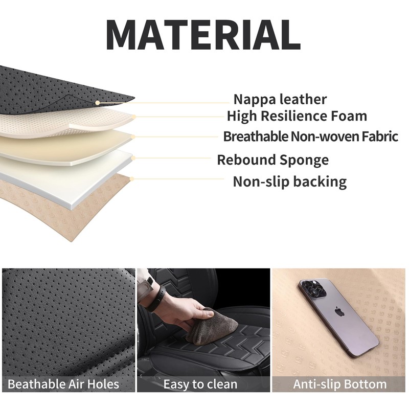 hoozoom Leather car Seat Covers Breathable Car Seat Protector Front