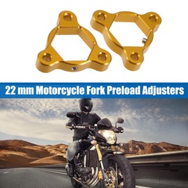 Motoforti 22 mm Gold Aluminium Alloy Racing Motorcyclist CNC Fork Preload Adjuster for Most Motorcycles - Pack of 2