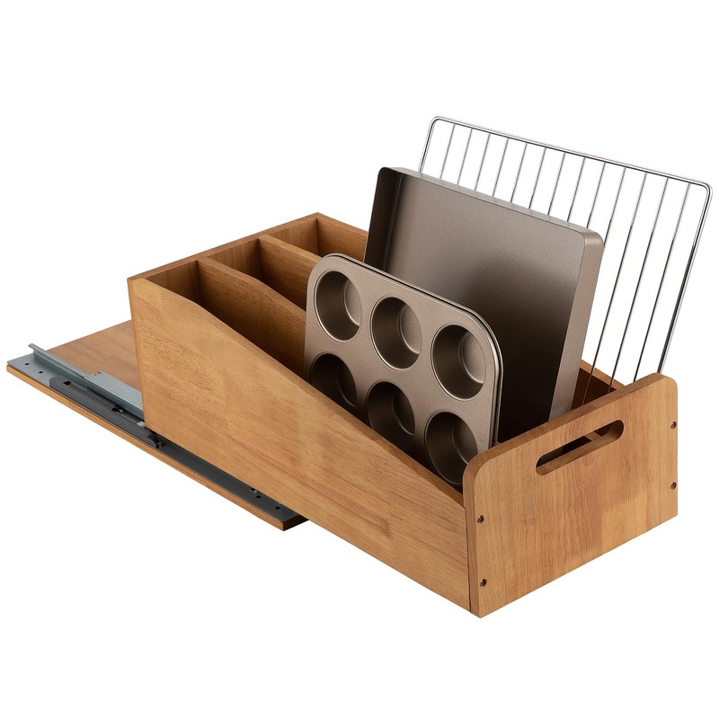 DINDON Pull Out Cabinet Organizer for Pans, Cookie Sheet, Bakeware,