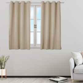 Woltu Thermal Curtain, Cold Protection, Blackout Curtain, Opaque with Eyelets, 250 g/m² Thick Thermal Curtain, Warm Heat Protection, Heat-Insulating Curtains for Living Room, 135 x 175 cm, Sand (Pack