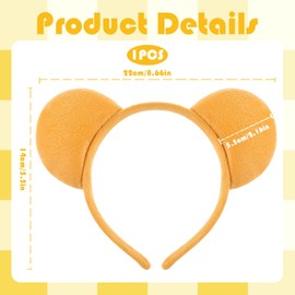 Bear Ears Headband Yellow Bear Ears Headband Animal Ears Headband for Carnival, Cosplay, Birthday (B)