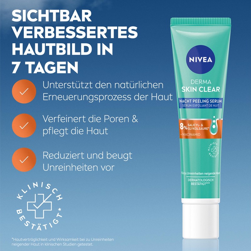 NIVEA Derma Skin Clear Night Exfoliating Serum, Face Care for