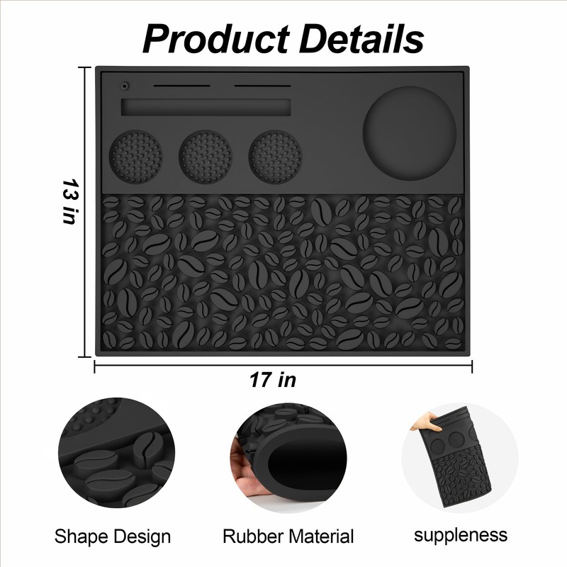 ASIUXIRS Heavy Duty Coffee Mat, 17" x 13" x 0.4",