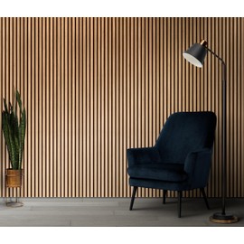 Slat Wood Wall Panels - Decorative & Sound Absorbing Contemporary Acoustic Slatted Wall & Ceiling Panelling (Oak Sample 12CM)