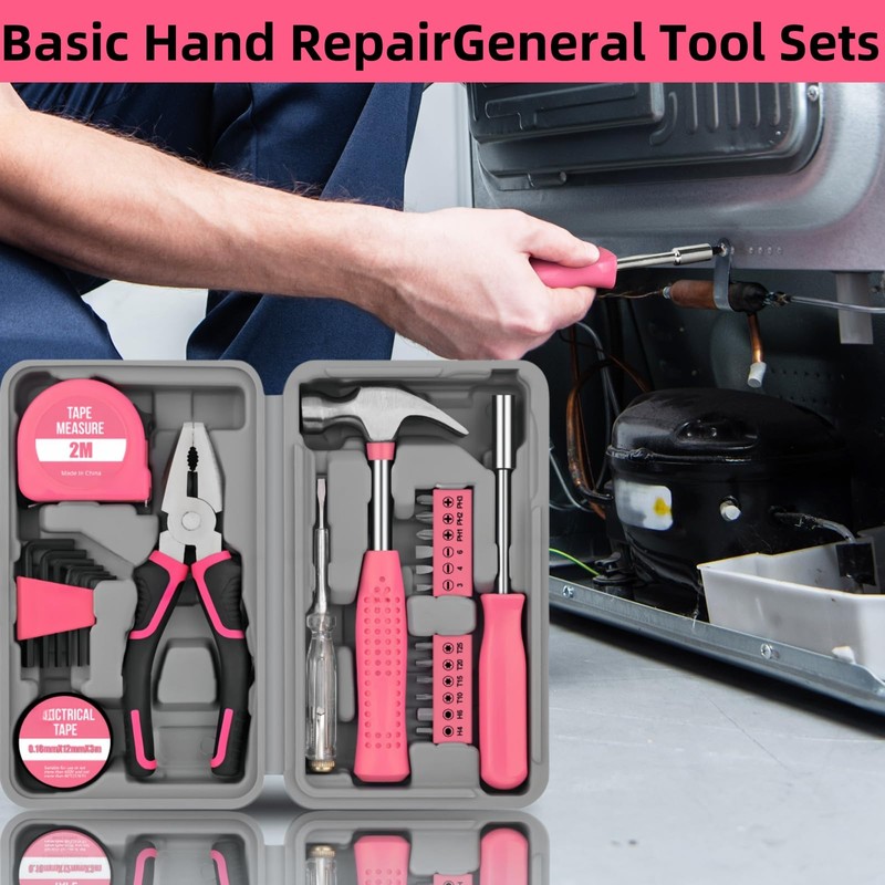 24 PCS Pink Tool Kit for Women Ladies, Home Small