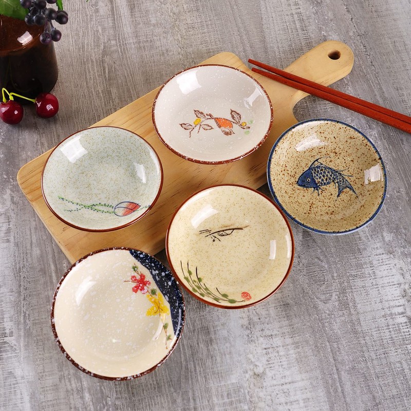 WHJY Japanese Retro Porcelain Side Dish Ceramic Side Dishes Bowl