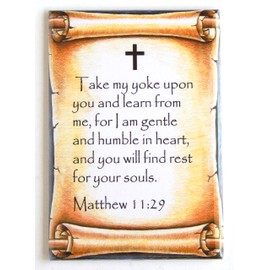 Matthew 11:29 Bible Verse Fridge Magnet (1.75 x 2.75 inches)