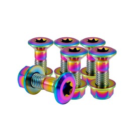 RISON-Titanium Set of 6 Titanium Chainring Bolts M8, Sprocket Screws and Nuts Kits, Chainwheel Bolt Set and Locking Flange Nuts Universal for KTM, Husqvarna Motorcycles, MTB Road Bikes