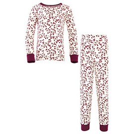 Touched by Nature unisex child Organic Cotton Tight-fit Pajama Set, Berry Branch, 8 Years US