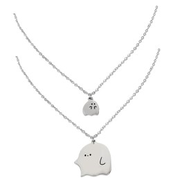 BESPORTBLE 1 Pair Couple Necklace with Ghost Charm Matching Lover Pendant Necklaces for Birthdays Valentine Day and Year Delicate Design for Him and Her Couples