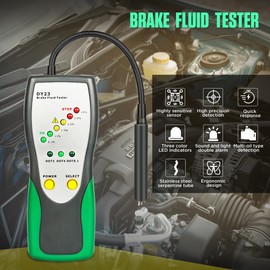 Brake Fluid Tester Automotive DOT3 DOT4 DOT5.1 Brake Fluid Tester Car Brake Oil Water Content Quick Detection with High-Sensitive Sensor,250MM Long Probe,9 Colors LED Indicators,Sound&Light Prompt